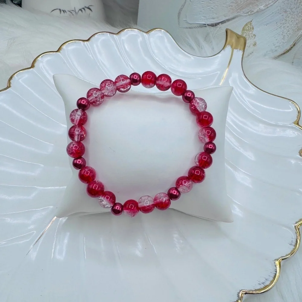 Gradient Glass Beaded Bracelet Style A Red